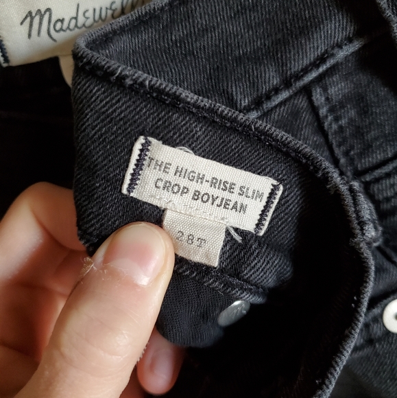 Madewell Black Distressed High-Rise Slim Crop Boyjean - Picture 4 of 11